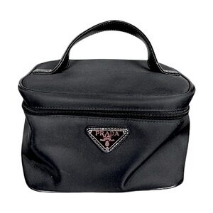 black Prada vela vanity case | makeup bag | cosmetics travel bag | vintage Prada